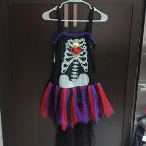 Teen Skeleton Queen Kids Costume With Head Piece- Size Large 13-16